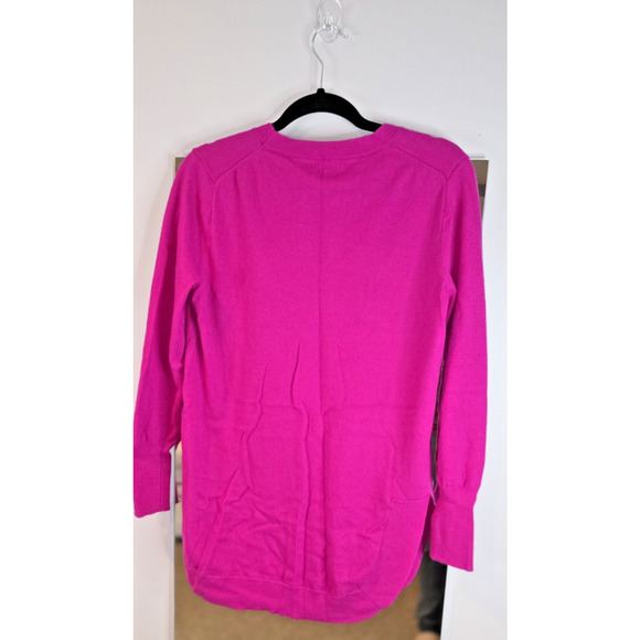 J.Crew Pink Long Sleeve Crewneck Sweater Small Merino Wool Blend Tunic Top - Picture 2 of 8